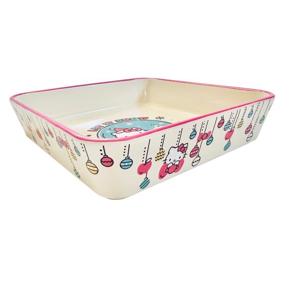Hello Kitty Square Baking Pan 9" Christmas Let it Snow Ceramic Casserole - Picture 5 of 8
